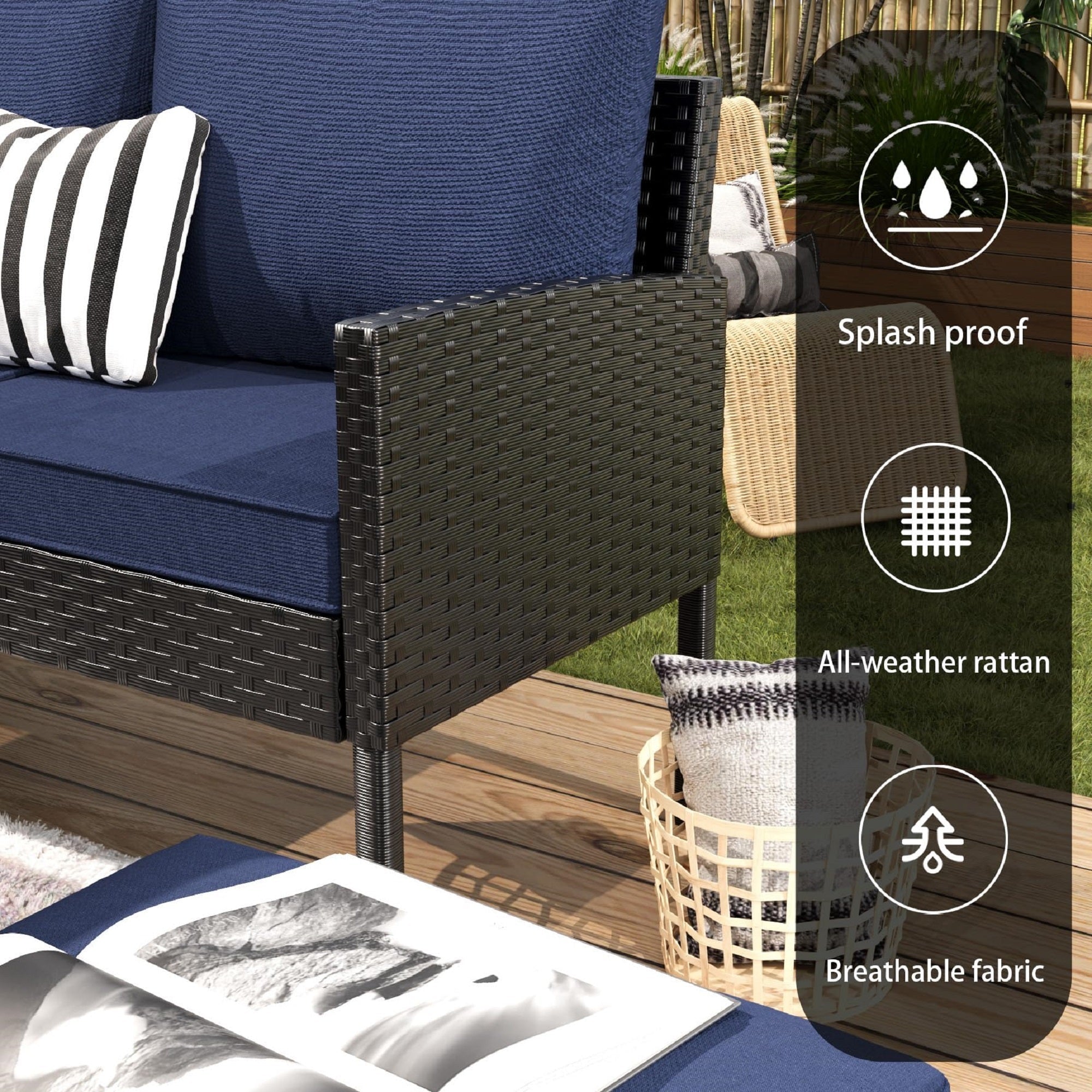 Elegant 7-Piece Outdoor Furniture Set with Waterproof Cushions