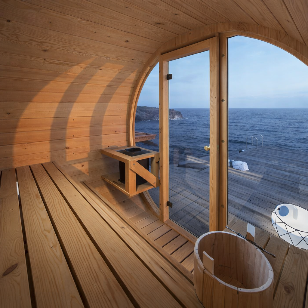 ThermoLoom BarrelView Outdoor Sauna