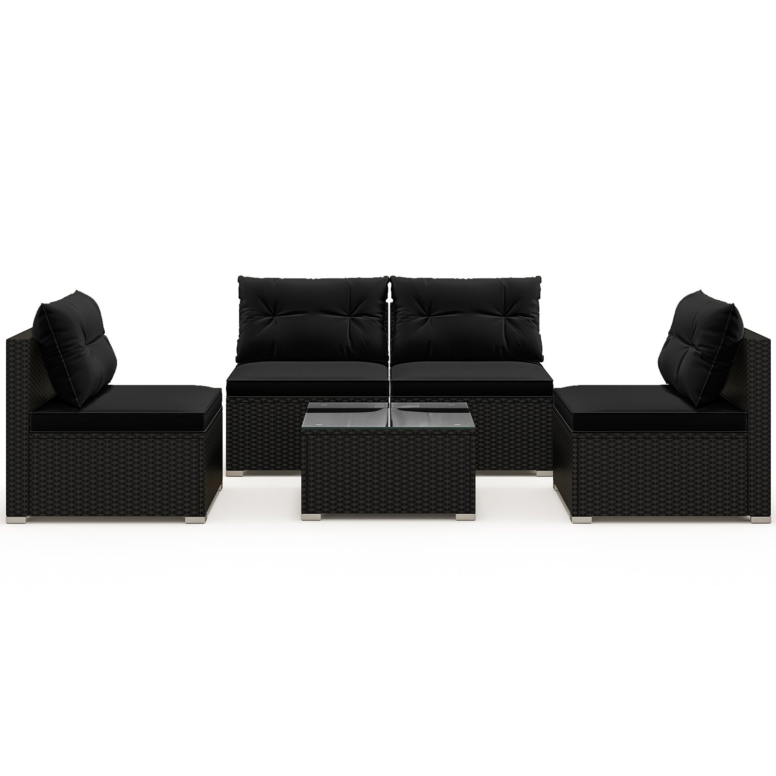 5-Piece Outdoor Patio Furniture Set with Cushions and Coffee Table