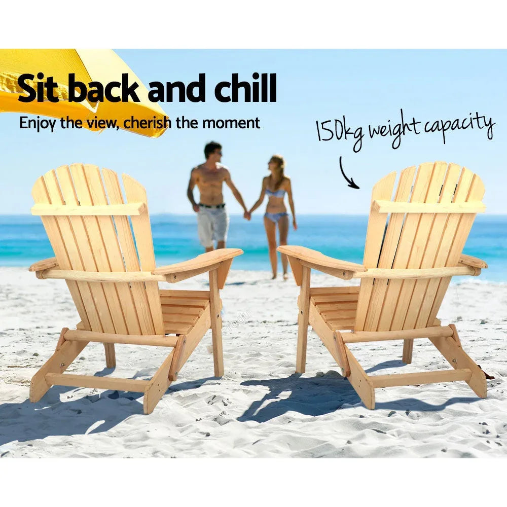 Gardeon Outdoor Chairs Furniture Beach Chair Lounge Wooden Adirondack