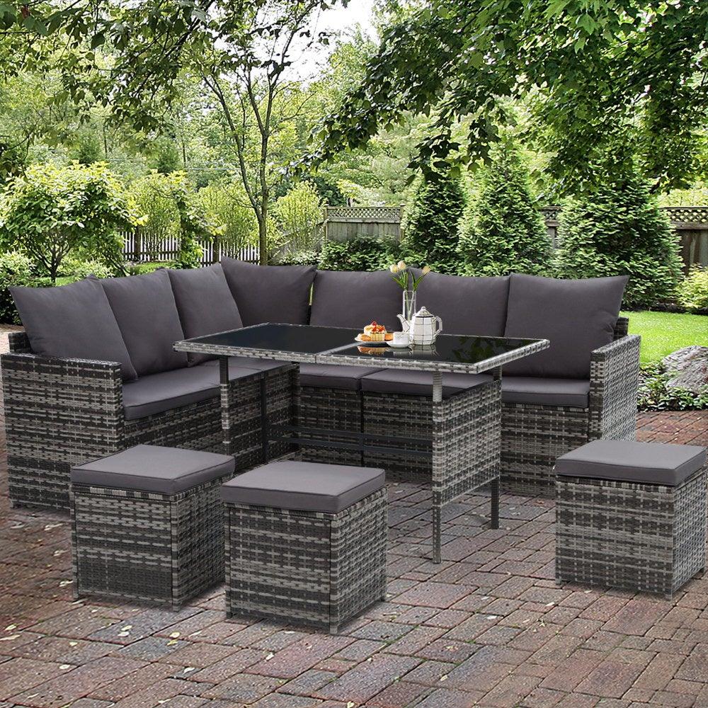Gardeon Outdoor Furniture Dining Setting Sofa Set Lounge Wicker 9
