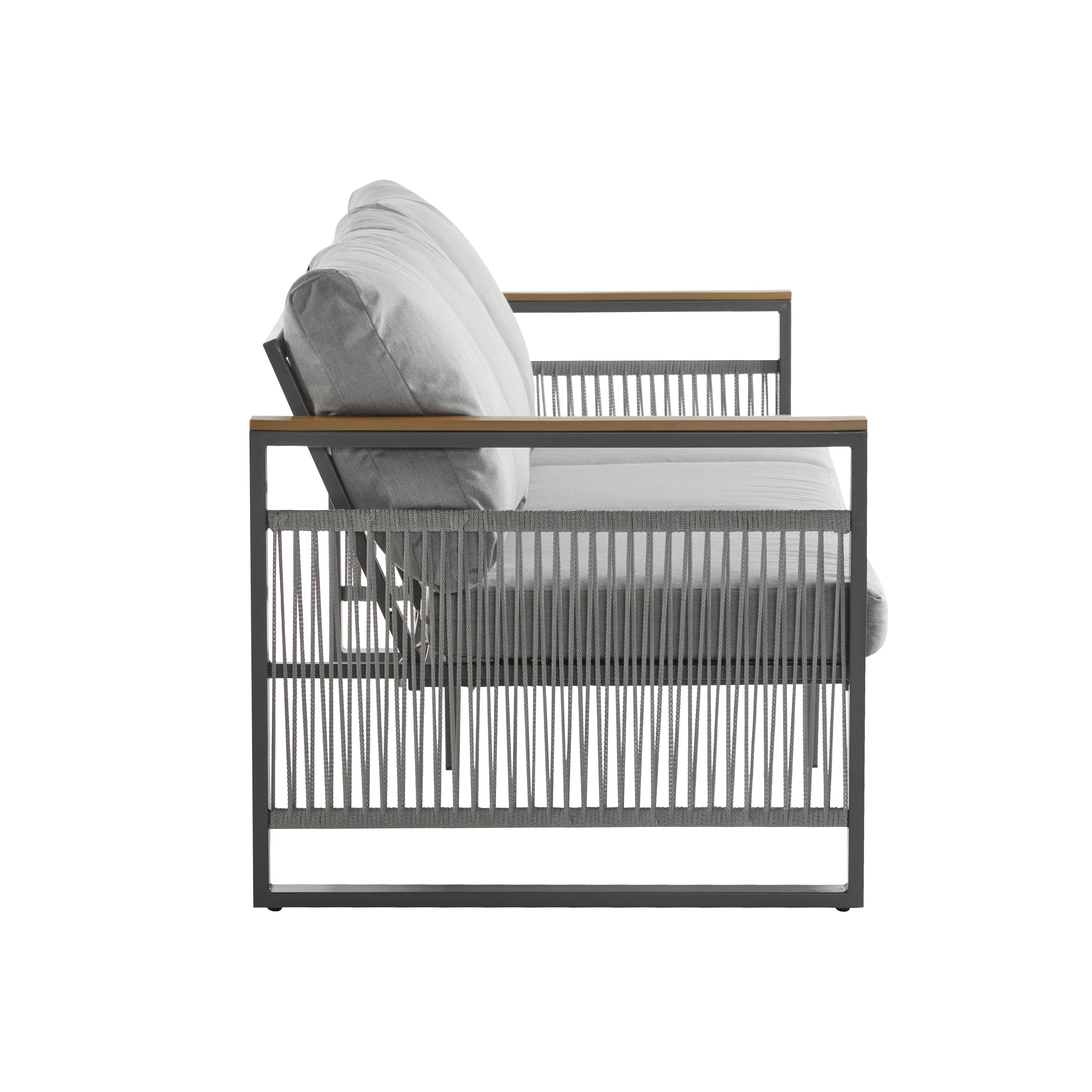 4-Pieces Outdoor Metal Patio Furniture Set with Cushions